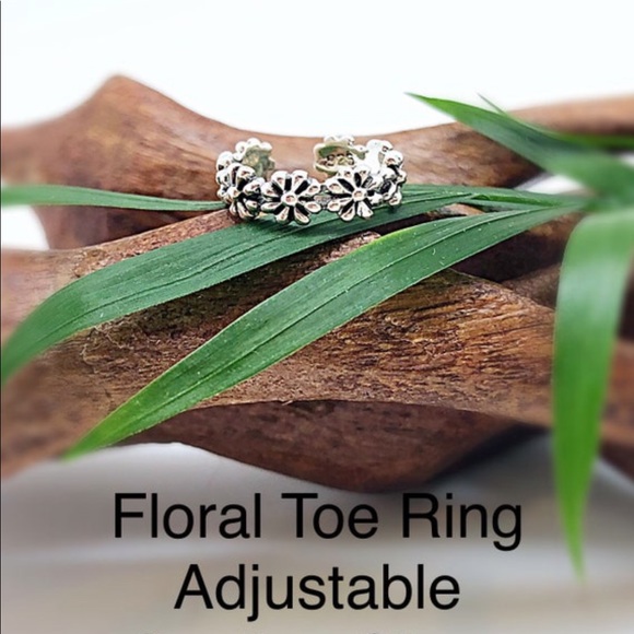 CZ Toe Ring & Floral Toe Ring Bonus Buy Set or Purchase Separately, Sterling - Picture 7 of 9